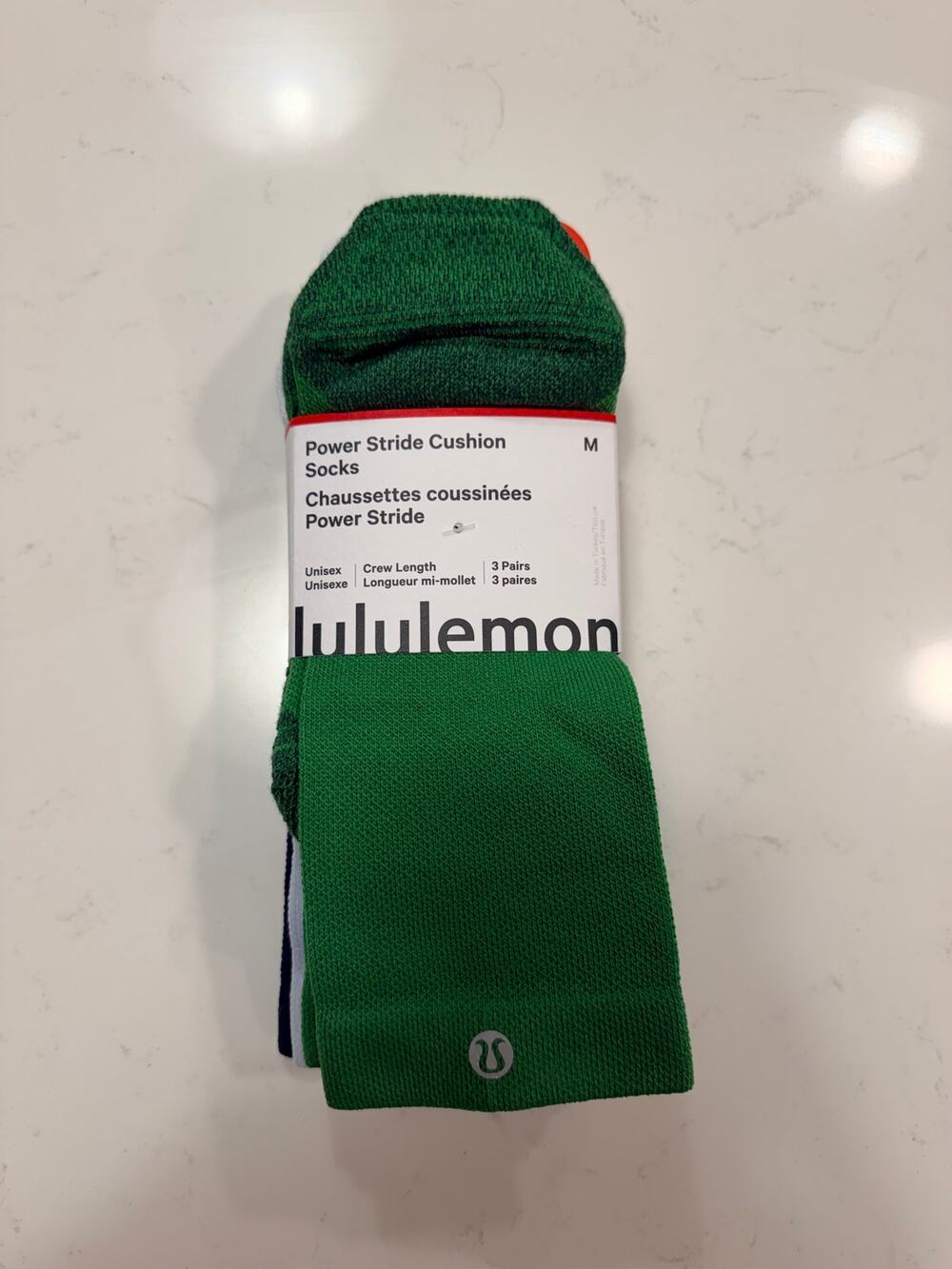 NWT Lululemon Power Stride Socks - Crew Length - 3 pairs - Sz L - $48 MSRP